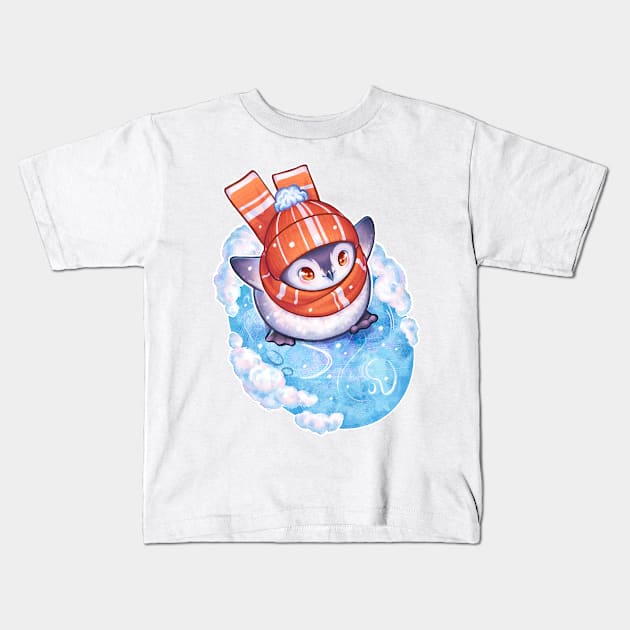 Cute Penguin on Ice Kids T-Shirt by LilianaTikage